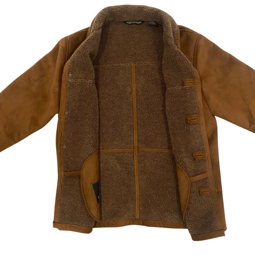 Weatherproof XL Faux Suede Sherpa Bomber Jacket w/ Phone Pouch - Picture 2 of 9